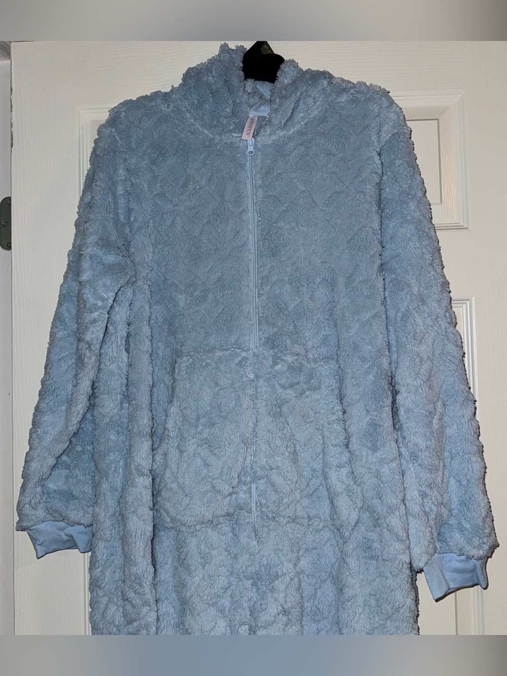 Plush Light Blue Zip-Up Onesie